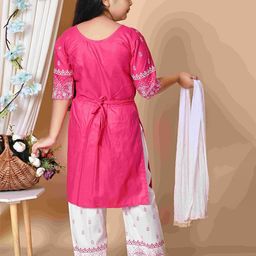 BARKAT DESIGNING PLANET Girls Ethnic Motifs Printed Kurta with Palazzos & Dupatta image 2