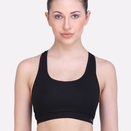 LAASA  SPORTS Black Solid Dry Fit Sports Bra-51