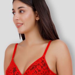 SELFCARE Net Embroided Half Coverage Plunge Bra With Adjustable Straps image 2