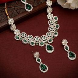 Atasi International Gold-Plated Crystal & American Diamond Jewellery Set-image-75