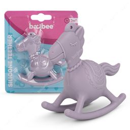 Baybee Horse Silicone Teether For Baby With Rattle Sound BPA Free Non Toxic Easy To Grasp And Hand Chewing Soother - Purple-15