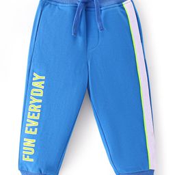 Babyhug Cotton Looper Full Length Track Pant Text Print - Blue-image-75
