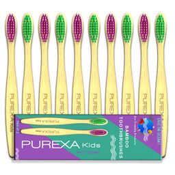PUREXA Kids Bamboo Toothbrush Pack of 10 | bamboo toothbrush | soft toothbrush for kids | Easy Grip Handle | Antibacterial and Biodegradable | Eco-Friendly tooth brush for kids-17