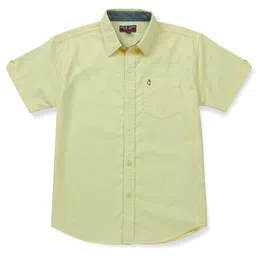 GINI & JONY Cotton Half Sleeves Solid Shirt with Pocket & Round Hem - Yellow-picture-21