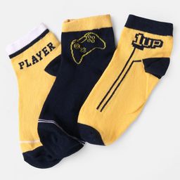 Pine Kids Knit Ankle Length Socks with Text Design Pack of 3 (Color May Vary)-image-41