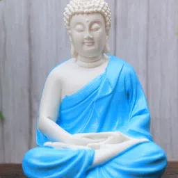 The Advitya Blue Meditating Buddha Idol Home Decor Showpiece Resin Statue 5.9 Inch-picture-1