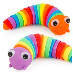 Fiddlerz Slug Fidget Toy 3D Rainbow Wiggly Caterpillar Toy for Kids Articulated Stress Relief Sensory Toy for Kids and Adults- Pack of 2-33