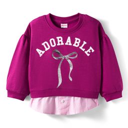 Babyhug Cotton Knit Full Sleeves Sweatshirt With Adorable Print - Dark Pink-picture-37