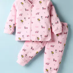 Tango Fleece Knit Full Sleeves Co-ords Night Suit - Pink-picture-18