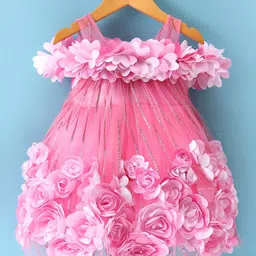 Enfance Sleeveless Floral Applique Detailed Knee Length Dress - Pink-picture-26