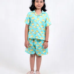 Tilism Knit Half Sleeves Juice Printed Shirt & Shorts Coordinating Night Suit Set - Multi Colour-picture-21