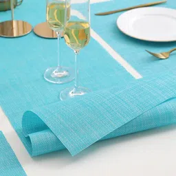 HOKIPO Set Of 7 Textured Rectangular Table Placemats & Table Runner image 2