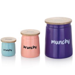 HAZEL Kitchen Containers set of 3 for Snacks Snacks Jars Set with Lid, 2350 ml, 650 ml, 225 ml, Purple, Peach, Teal image 2