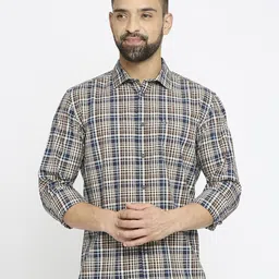 Basics Men Slim Fit Shepherd Checks Opaque Checked Casual Shirt-image-83