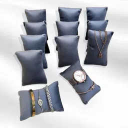La Trove Pack Of 12 Grey Velvet Watch Organizer Pillow-picture-6