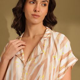 ETC Abstract Printed Lapel Collar Pyjamas Set image 3