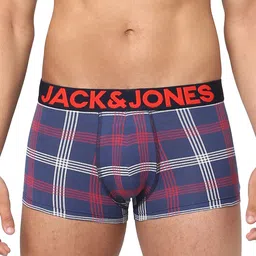 Jack & Jones Men Blue & Red Checked Cotton Short Trunk 253536001-picture-1