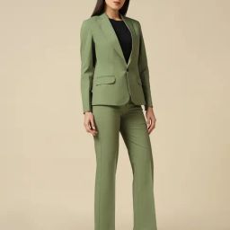 TAHVO Green Polyviscose Solid Full Sleeves Co-Ord Set-image-63