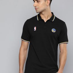 NBA Men Golden State Warriors Polo Collar Applique Pure Cotton T-shirt-image-50