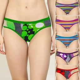AROUSY Green & Red Printed Bikini Panties - Pack Of 6-10