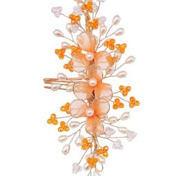 Saraf RS Jewellery Gold Toned & Orange Stocking Flowers Beaded Hair Accessory-21