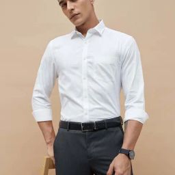 Code By Lifestyle White Cotton Regular Fit Shirt-image-16