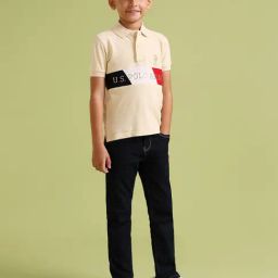 US Polo Kids Boys Cream Cotton Printed T-Shirt-image-64