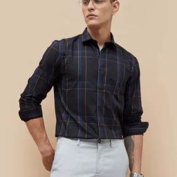Code By Lifestyle Black Cotton Regular Fit Checks Shirt-image-32