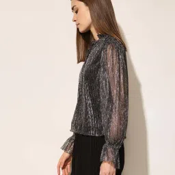 Only Black Regular Fit Self Pattern Top image 3