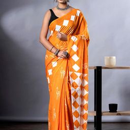 HERE&NOW Warli Pure Cotton Block Print Saree-picture-11