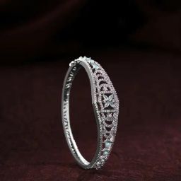 Priyaasi Silver-Plated Brilliance with American Diamond Sparkle and Mint Stone Bracelet-image-24