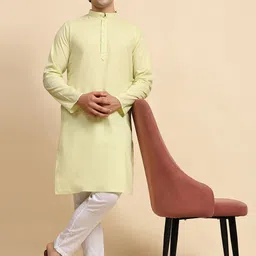 SKAVIJ Men Regular Pure Cotton Kurta with Pyjamas-image-70