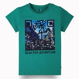 Gini & Jony Girls Green Cotton Digital Print Top-picture-1