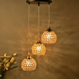 Homesake 3-Lights Round Cluster Golden Metal Crystal Half Globe Pendant Light - Set of 1-image-32