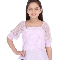 Cutecumber Kids Lavender Printed Top-image-32