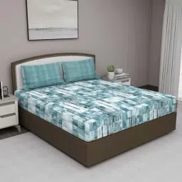 GM Blue 100% Cotton 180 TC Queen Bedsheet Set-image-97