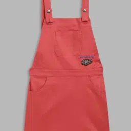 Elle Kids Coral Red Cotton Regular Fit Dungaree-image-43