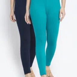 Gracit Blue Mid Rise Leggings - Pack Of 2-image-6