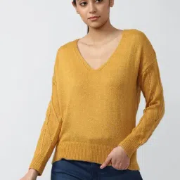 Van Heusen Yellow Self Design Sweater-image-27
