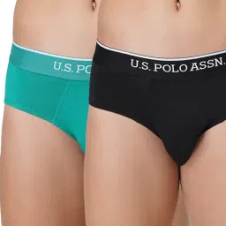 U.S. Polo Assn. Black & Teal Green Cotton Regular Fit Briefs - Pack Of 2-picture-42