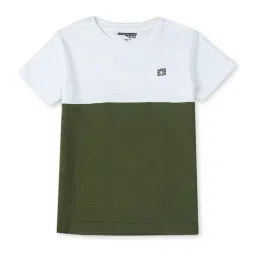 Gini & Jony Kids White & Navy Cotton Color Block T-Shirt-2