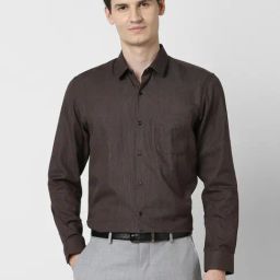 Peter England Brown Slim Fit Printed Shirt-image-53