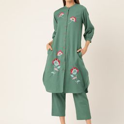 MISRI Women Floral Embroidered Regular Kurta with Palazzos-image-88