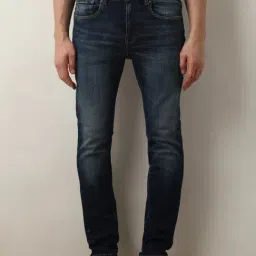 SELECTED HOMME Blue Slim Fit Cotton Lightly Washed Jeans-image-69