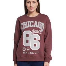 METTLE Maroon Printed Regular Fit Sweatshirt-image-10