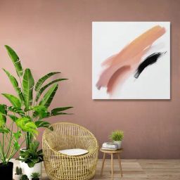 Nestroots Dynamic Black and White Brushstroke White Frame Solid Canvas Wall Painting-image-57