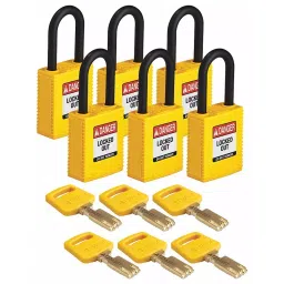 BRADY Lockout Padlock with 6 Keys Nylon Yellow, 55JY06 (Set of 6 Pcs)-picture-38