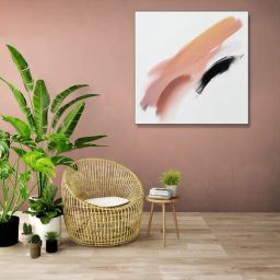 Nestroots Dynamic Black and White Brushstroke Black Frame Solid Canvas Wall Painting-30