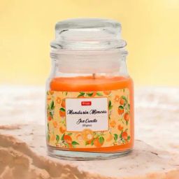 @home Nilkamal Orange Parafin Wax Mandarin Mimosa Scented Jar Candle-image-4