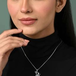 Clara 925 Sterling Silver Platinum Plated Swiss Zircon Om Trishul Pendant Necklace with Chain Gift for Women-image-61